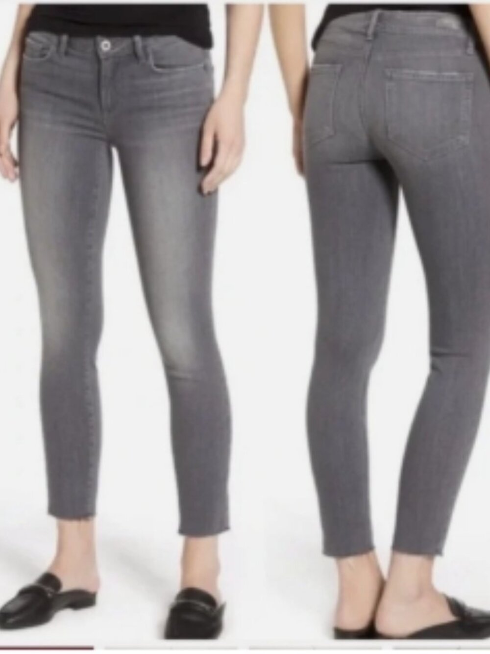 EUC PAIGE Verdugo Ankle Skinny Raw Hem Jean Sea Salt Grey in Size 29